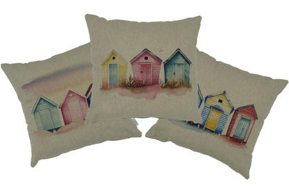 Beach Hut Design Cushion Cover