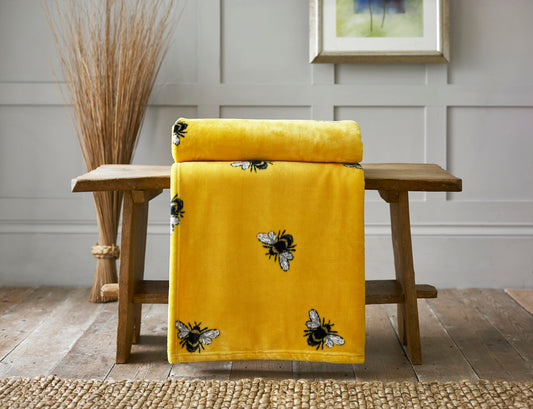 Supersoft Bee Deisgn Throw in Yellow