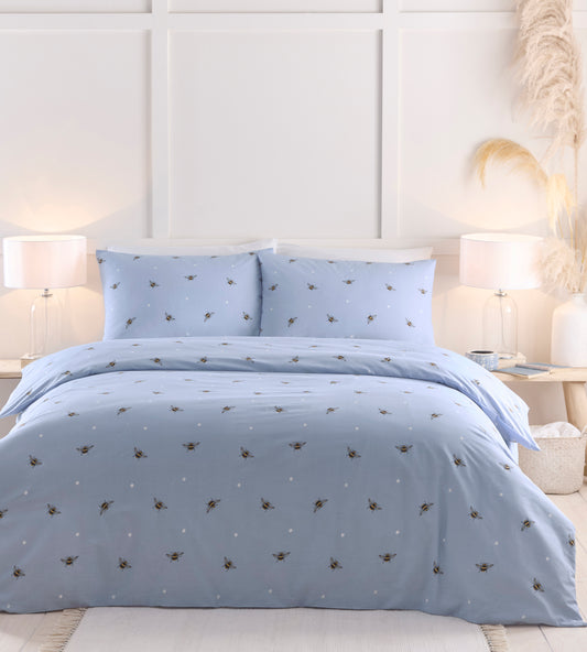 Bee Design Duvet Cover Set in Blue