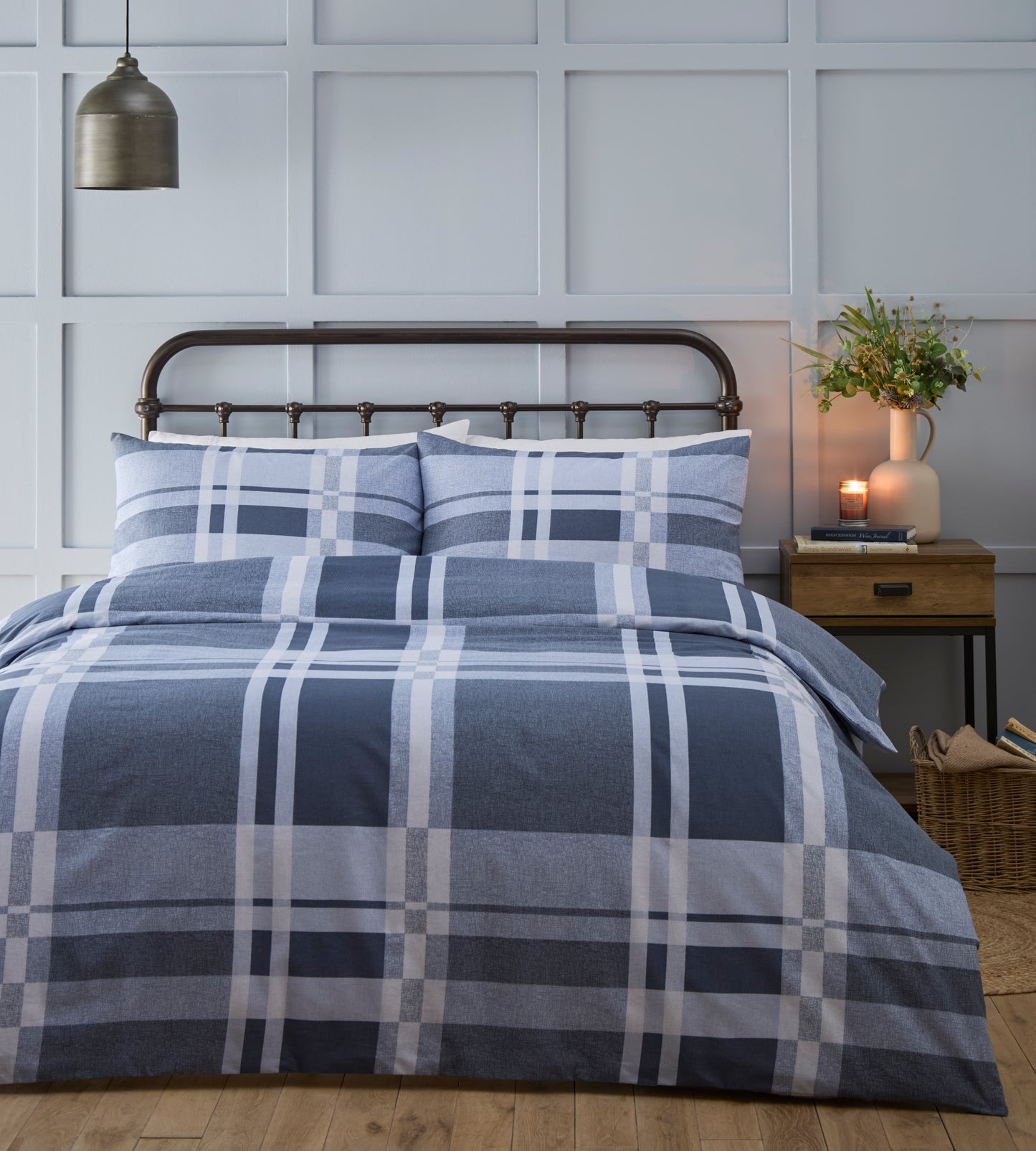 Check Design Duvet Cover Set in Blue