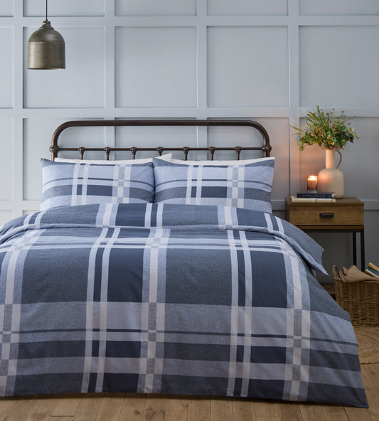 Check Design Duvet Cover Set in Blue