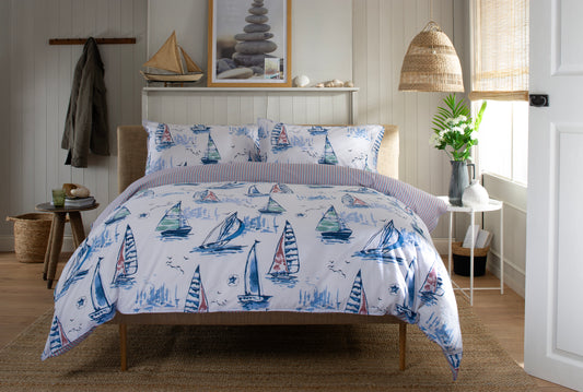 100% Cotton Sail Boats Design Duvet Cover Set