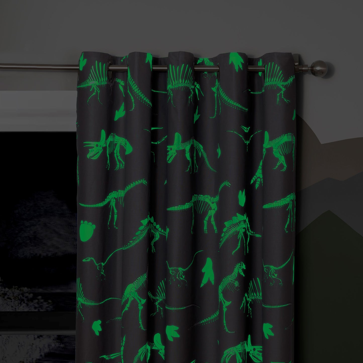 Glow in The Dark Dinosaur Childrens Duvet Set or Curtains Reversible