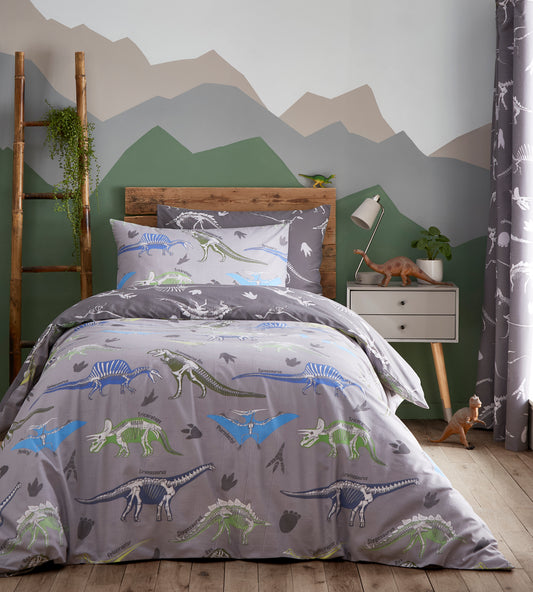 Glow in The Dark Dinosaur Childrens Duvet Set or Curtains Reversible