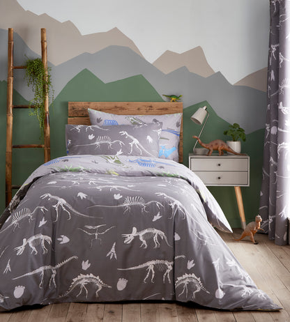 Glow in The Dark Dinosaur Childrens Duvet Set or Curtains Reversible