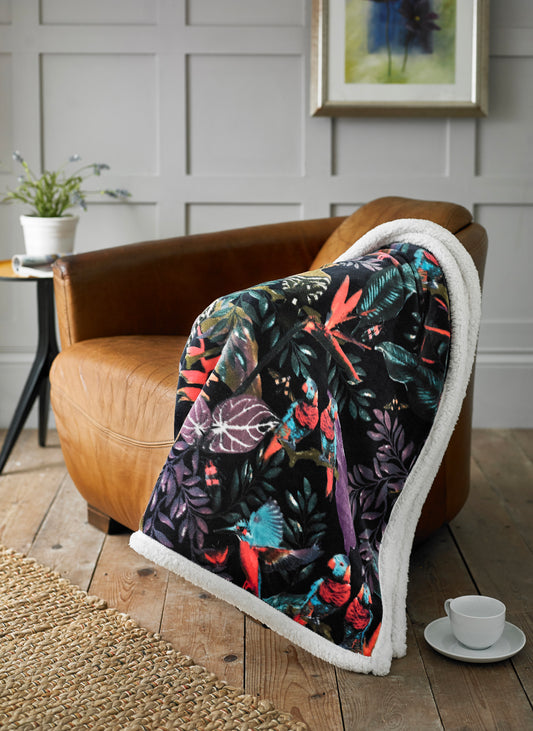 Supersoft Sherpa Reverse Exotic Birds Throw