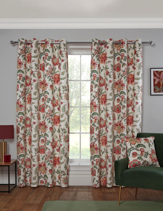Floral Print Design Pair Curtains Soft Velvet
