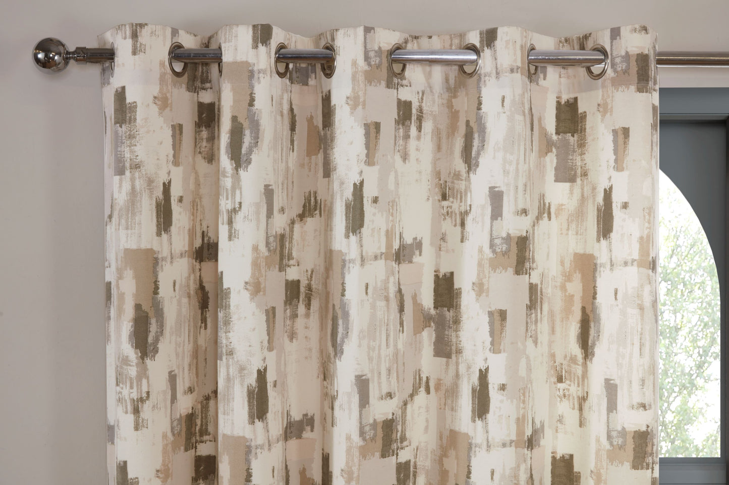 Eyelet Design Contemporary Curtains in Putty Brown & Natural Shades