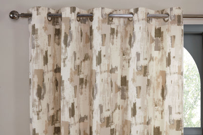 Eyelet Design Contemporary Curtains in Putty Brown & Natural Shades