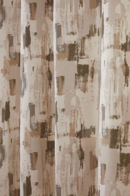 Eyelet Design Contemporary Curtains in Putty Brown & Natural Shades