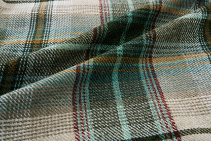 Woven Check Design Pair Eyelet Curtains in Green