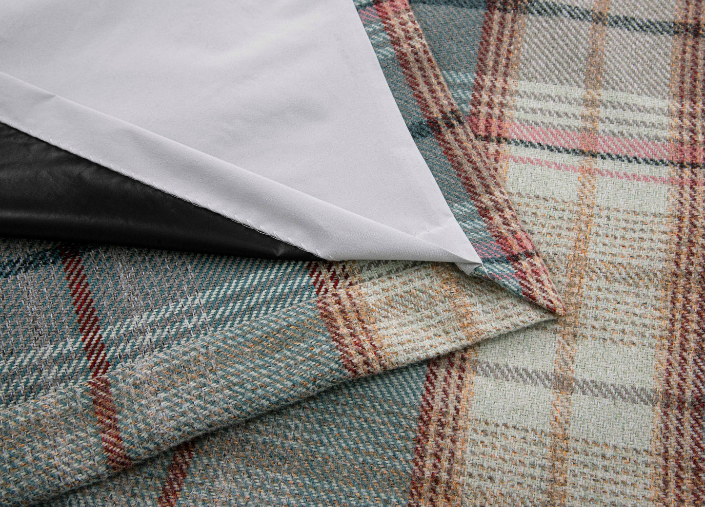 Woven Check Design Pair Eyelet Curtains in Steel Grey
