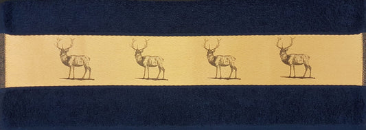 Golden Stag Tea Kitchen Towel Navy Blue