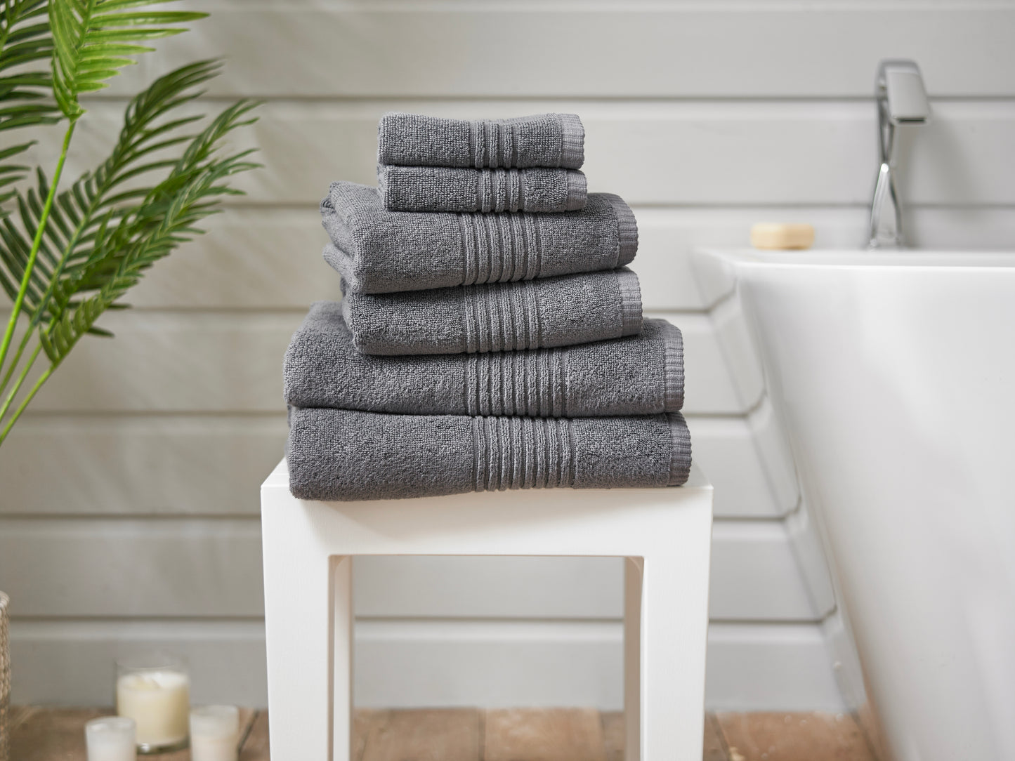 Quik Dri Textured Towels in Charcoal Grey