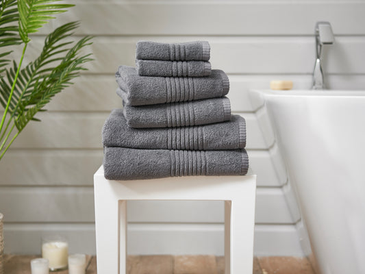 Quik Dri Textured Towels in Charcoal Grey