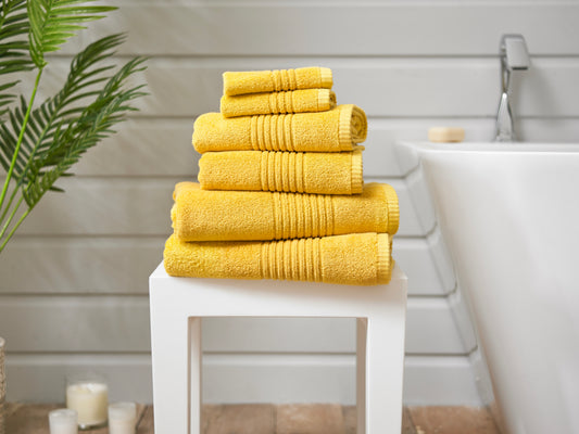 Quik Dri Textured Towels in Ochre Yellow
