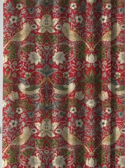 Strawberry Thief Major Pair Curtains in Red by William Morris