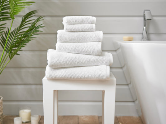 Quik Dri Romeo Textured Towels in White