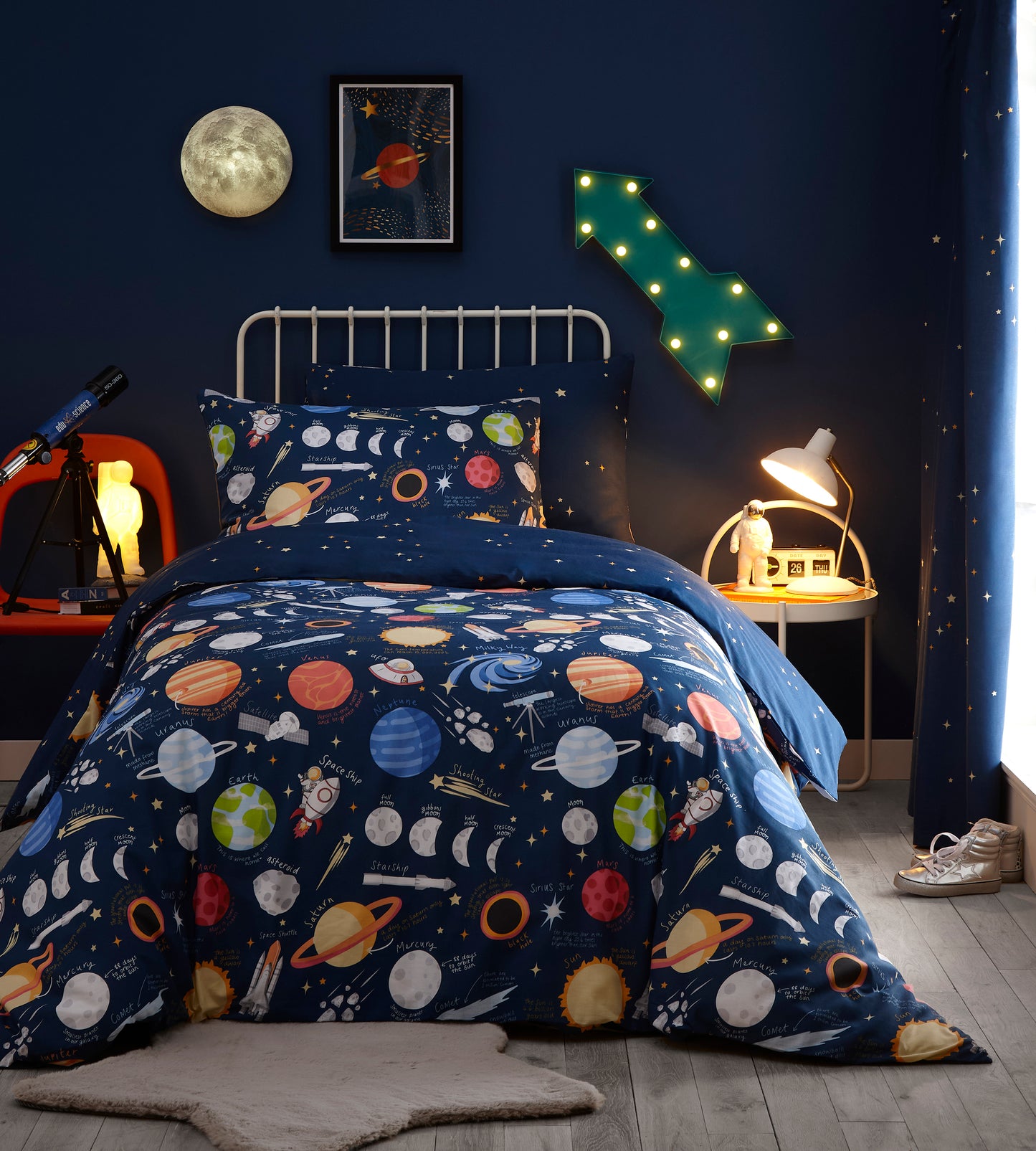 Space Time Childrens Duvet Set or Curtains Reversible