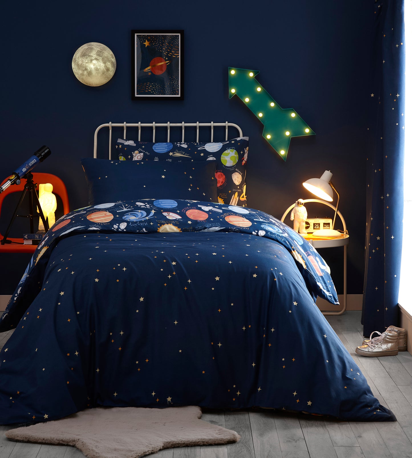 Space Time Childrens Duvet Set or Curtains Reversible