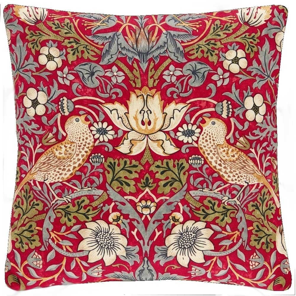 William Morris Strawberry Thief Red Kitchen Linen