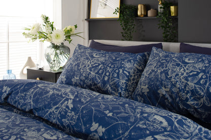 Secret Garden Animals Duvet Cover Set Grey & Navy Blue