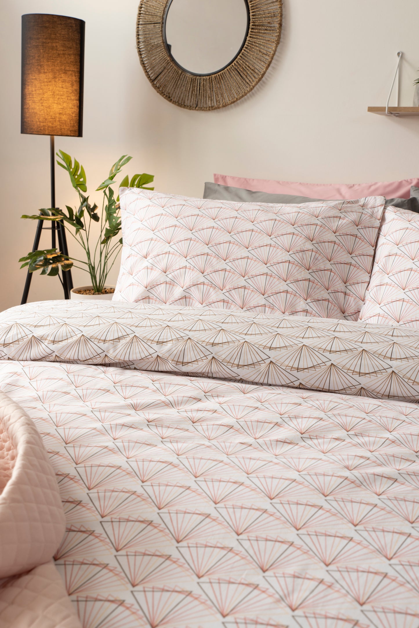 Cotton Rich Tokyo Duvet Cover Set Pink & Natural Reversible