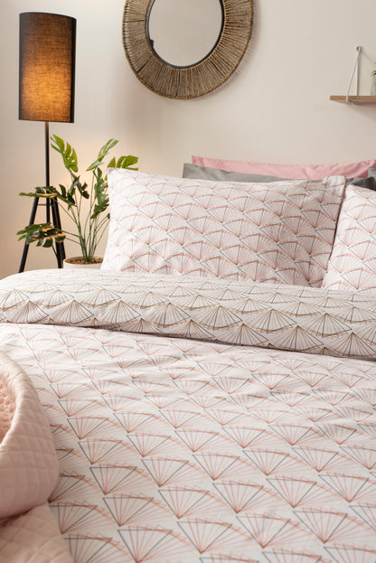 Cotton Rich Tokyo Duvet Cover Set Pink & Natural Reversible