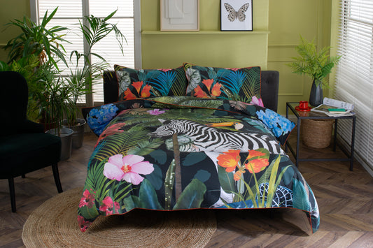 Tropical Zoo Cotton Duvet Cover Set