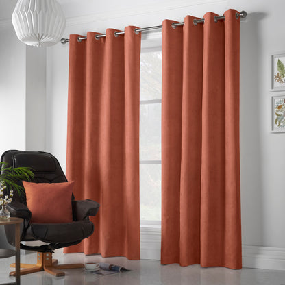 Chenille Velvet Room Darkening Curtains Eyelet in Orange