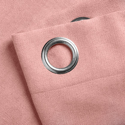 Chenille Velvet Room Darkening Curtains Eyelet in Blush Pink