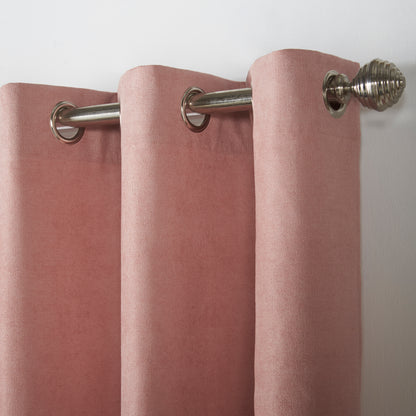 Chenille Velvet Room Darkening Curtains Eyelet in Blush Pink