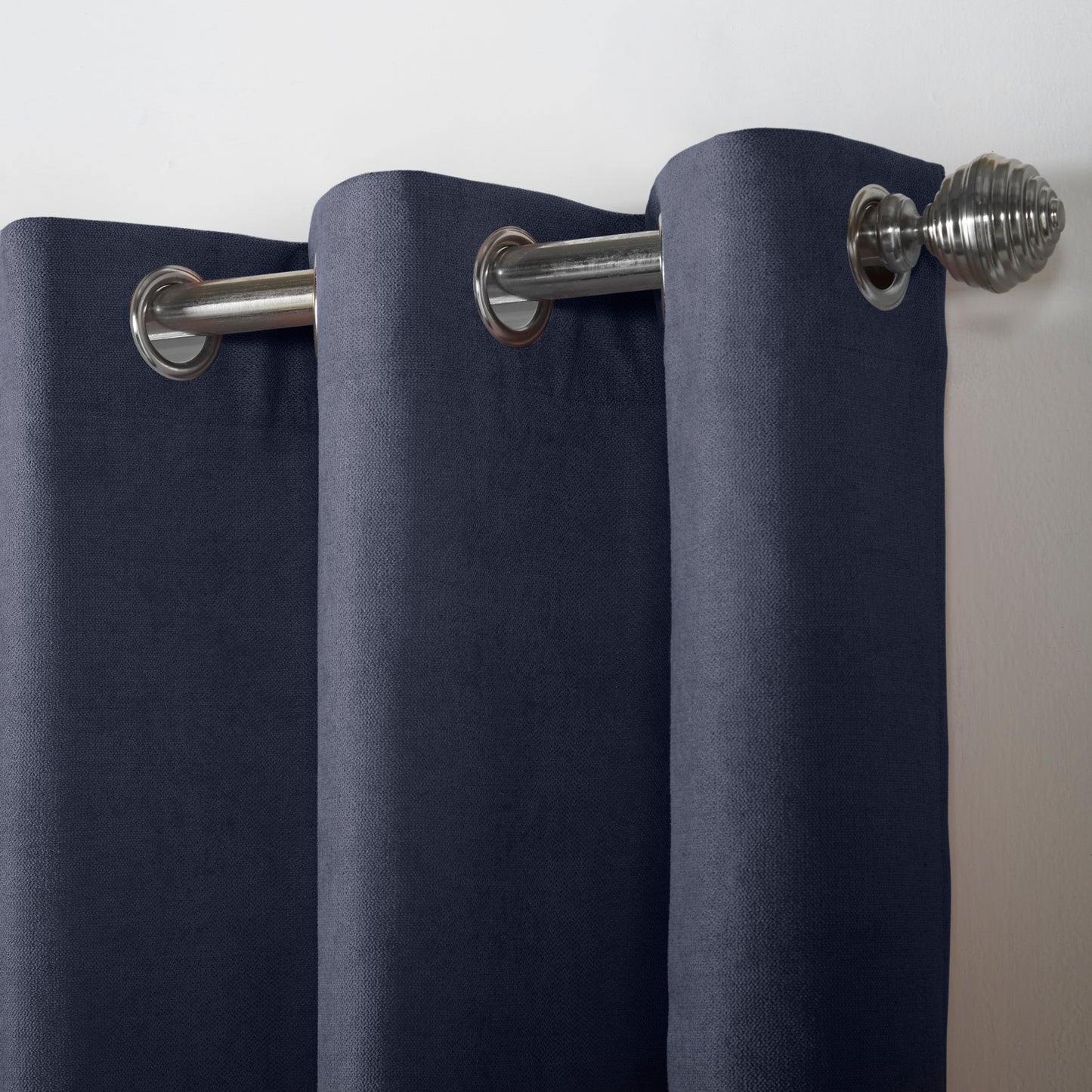 Chenille Velvet Room Darkening Curtains Eyelet in Navy Blue