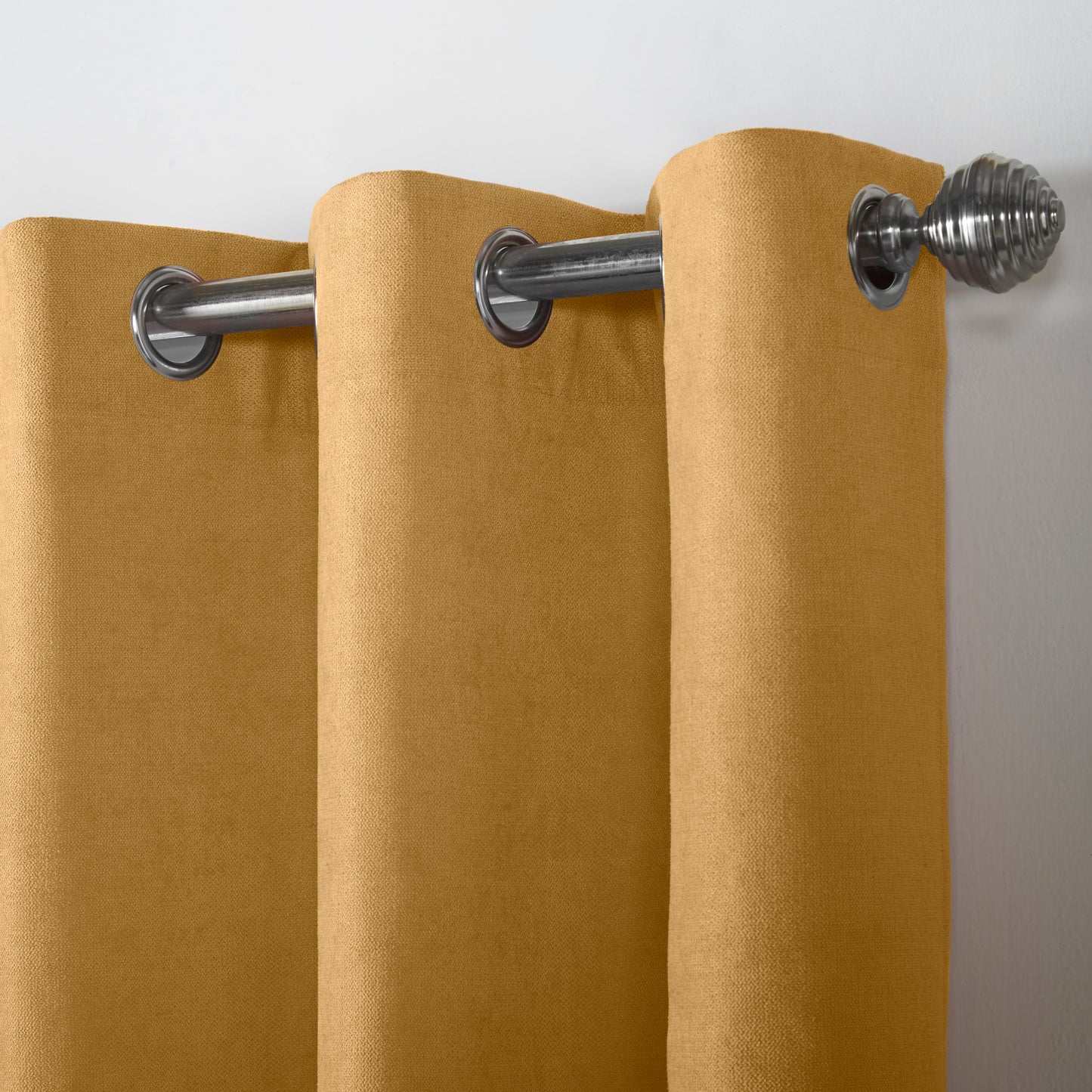 Chenille Velvet Room Darkening Curtains Eyelet in Ochre Yellow