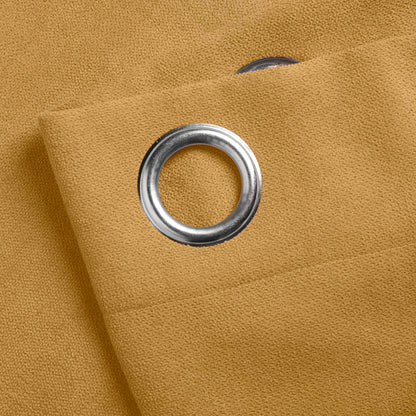 Chenille Velvet Room Darkening Curtains Eyelet in Ochre Yellow