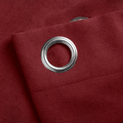 Chenille Velvet Room Darkening Curtains Eyelet in Red
