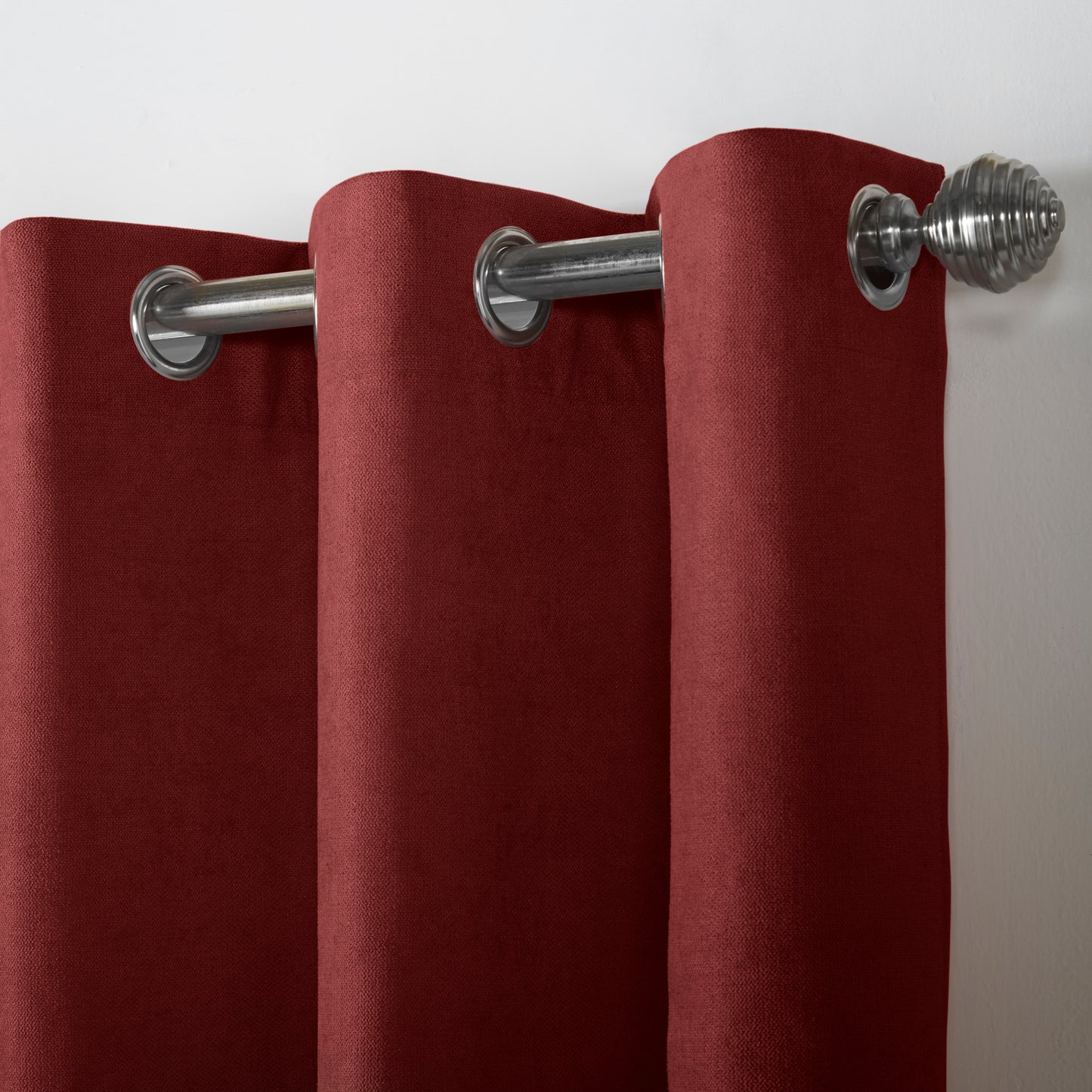 Chenille Velvet Room Darkening Curtains Eyelet in Red