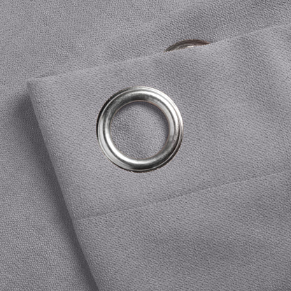Chenille Velvet Room Darkening Curtains Eyelet in Silver Grey
