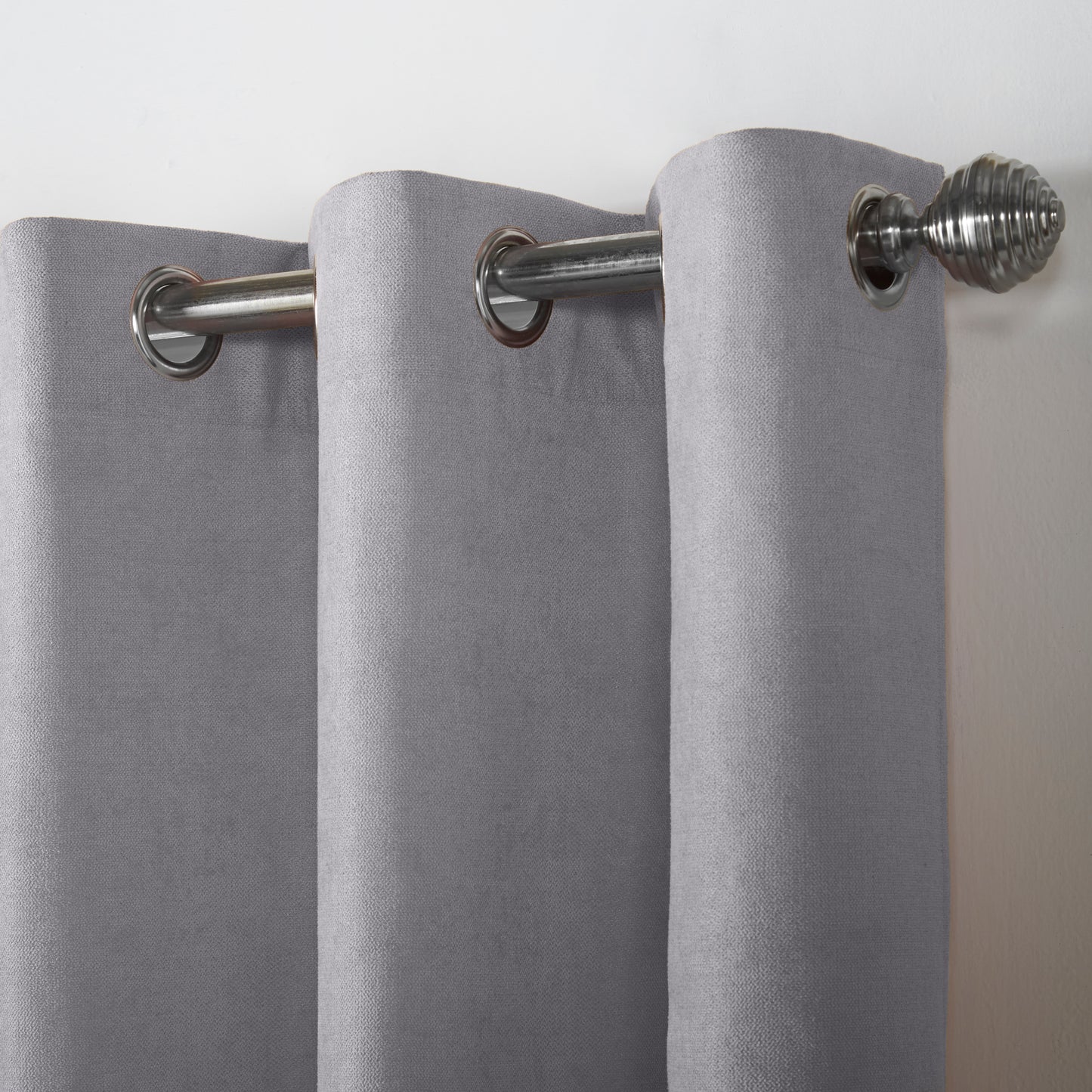 Chenille Velvet Room Darkening Curtains Eyelet in Silver Grey