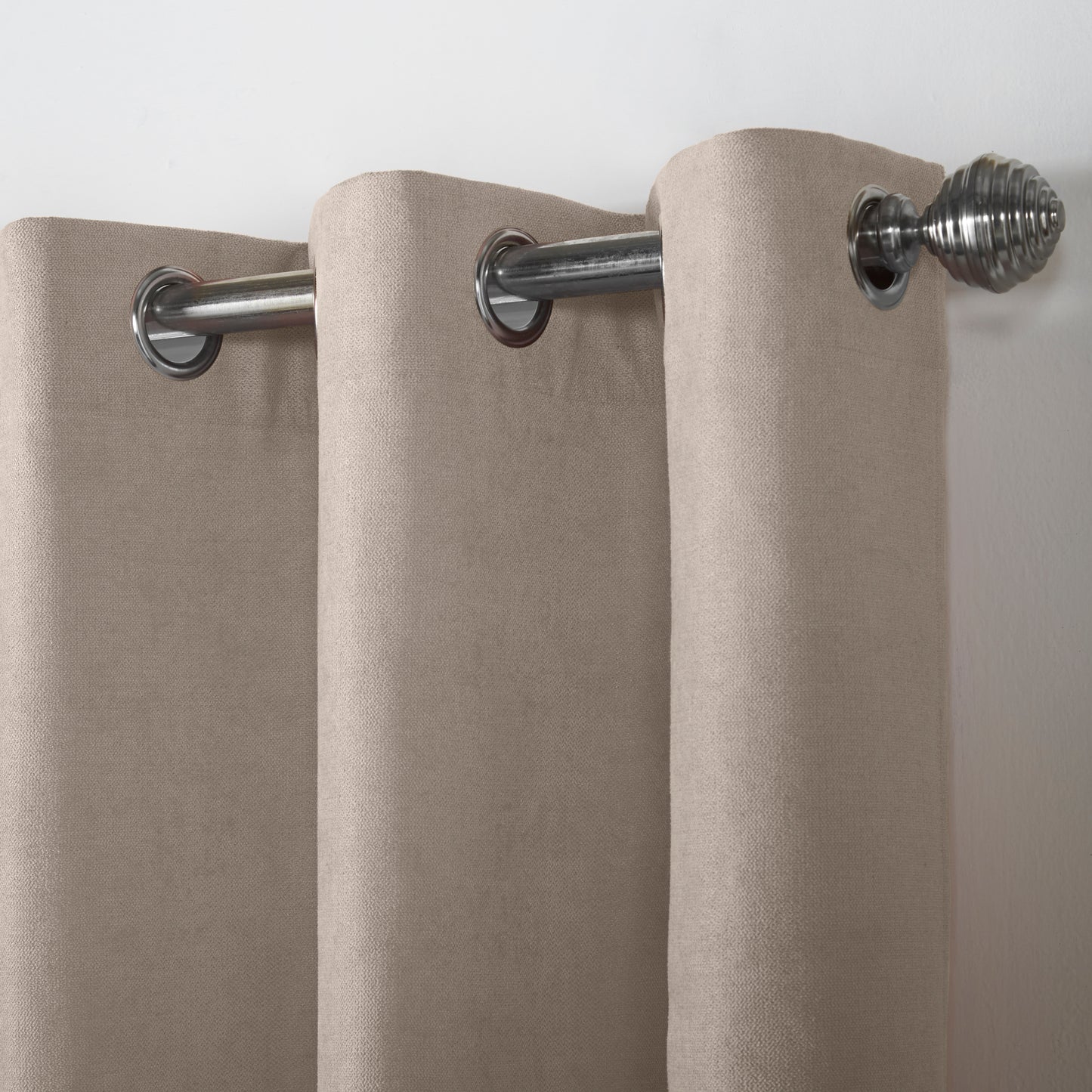 Chenille Velvet Room Darkening Curtains Eyelet in Taupe