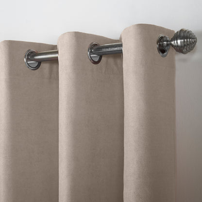 Chenille Velvet Room Darkening Curtains Eyelet in Taupe