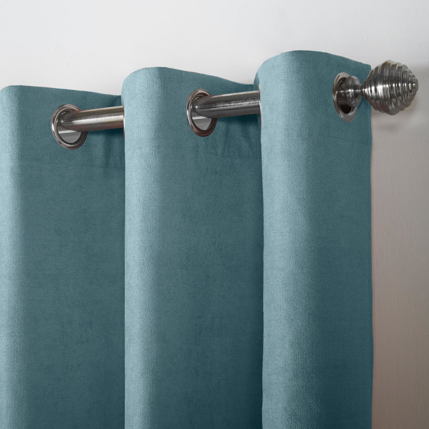 Chenille Velvet Room Darkening Curtains Eyelet in Teal
