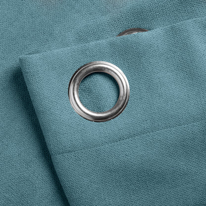Chenille Velvet Room Darkening Curtains Eyelet in Teal