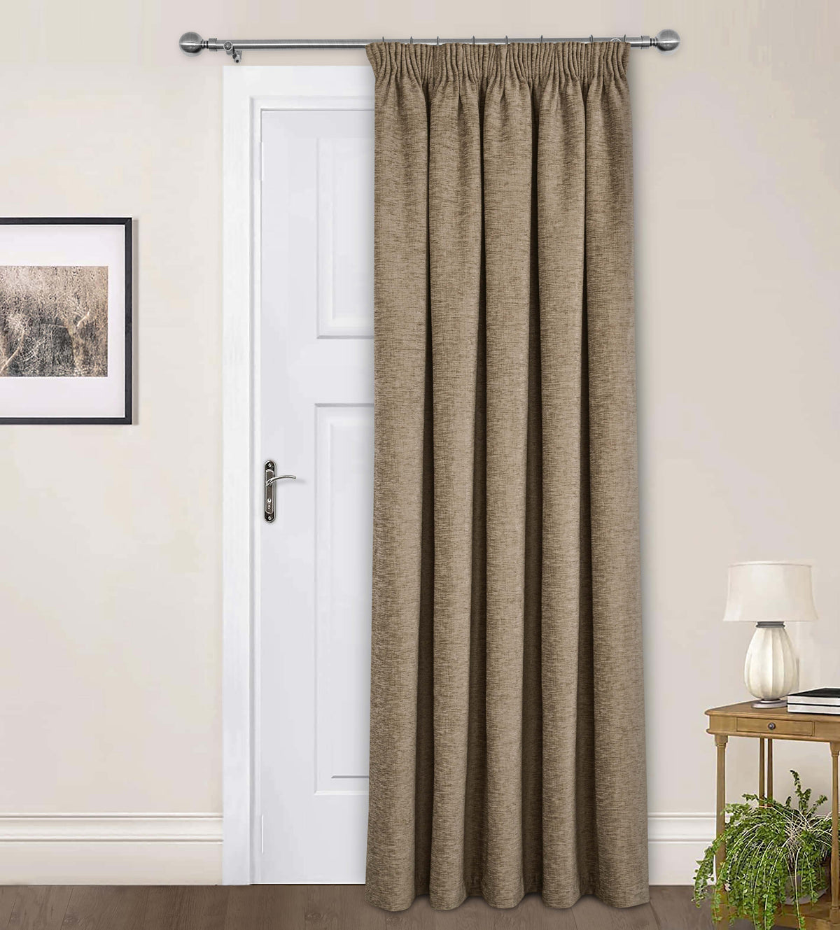 Washington Chenille Look Thermal Lined Pencil Pleat Curtains Earth Brown