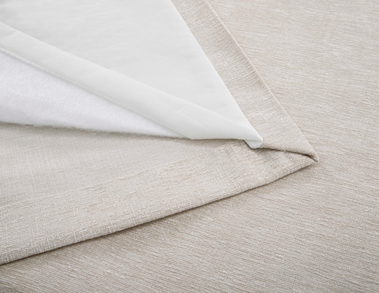 Chenille Look Thermal Lined Pencil Pleat Curtains Natural