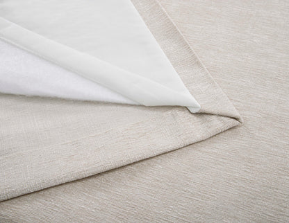 Chenille Look Thermal Lined Pencil Pleat Curtains Natural
