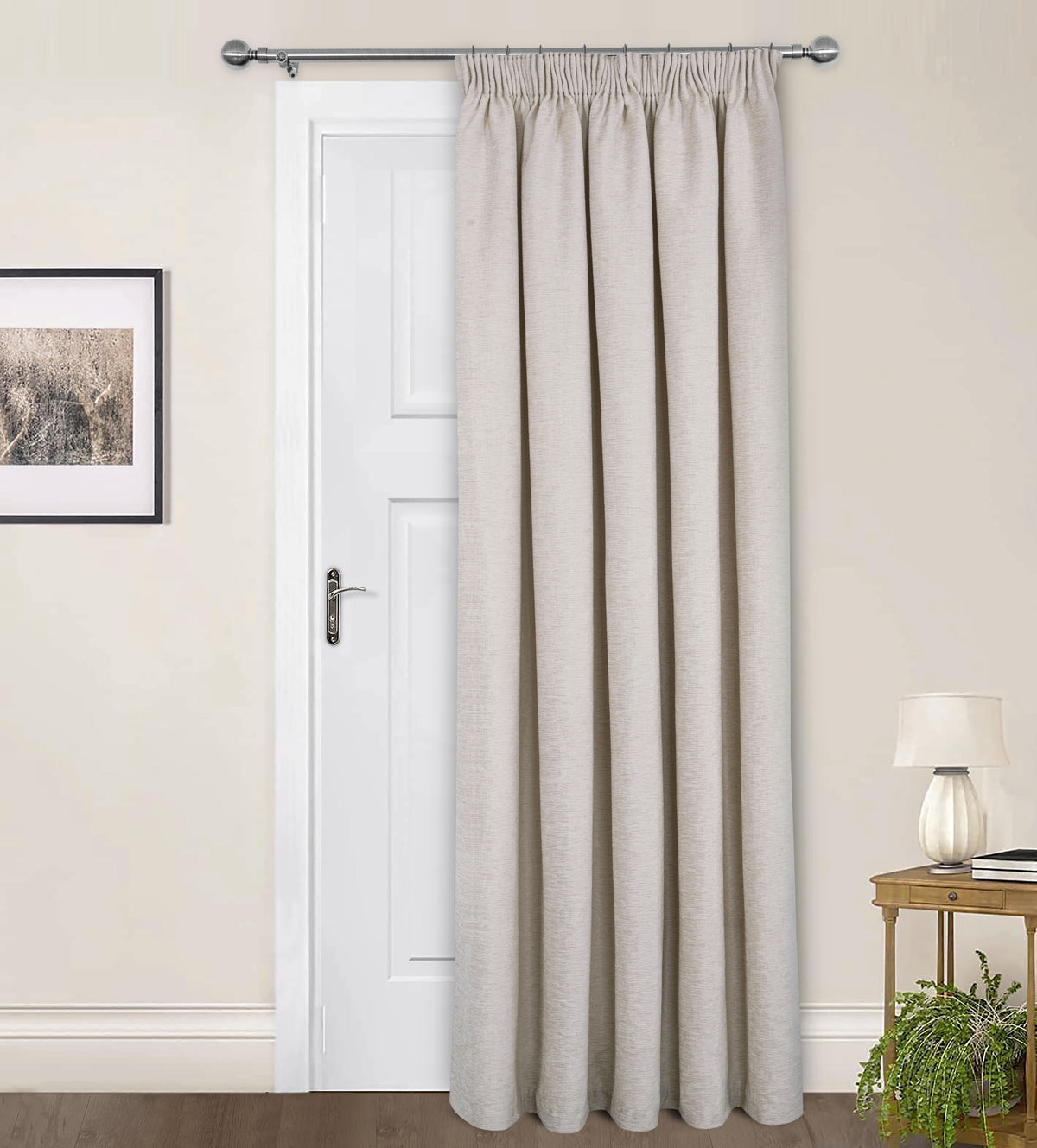 Washington Chenille Look Thermal Lined Pencil Pleat Curtains Natural