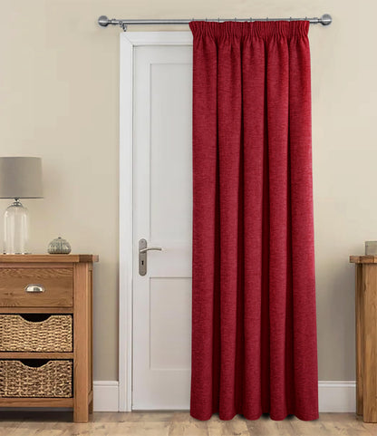Washington Chenille Look Thermal Lined Pencil Pleat Curtains Wine