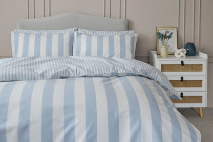 Striped Amelie Design Reversible Duvet Cover Set Blue & White