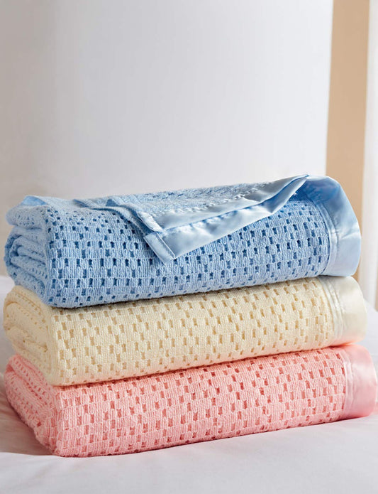 Soft Acrylic Cellular Blanket Cream